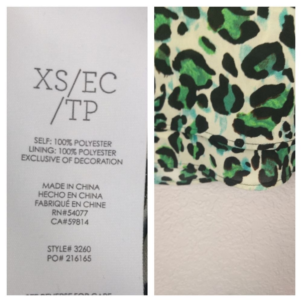 CAbi 3260 Jungle Cheetah Leopard Envy Green Short Sleeve Top Size XS - Picture 4 of 10